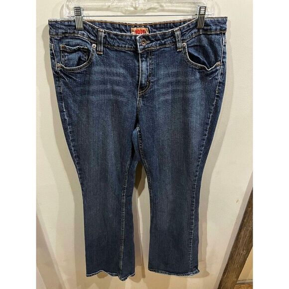 No Boundaries Jeans Womens Juniors Size 15 Petite Blue Mid Rise Flared Bell - Picture 1 of 7